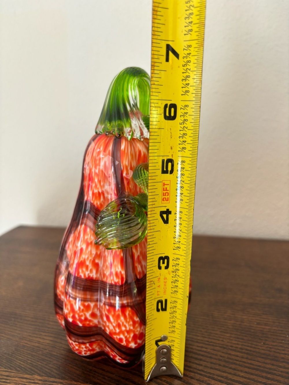 hand-blown orange and red mosaic glass gourd by Global Village Glass - Picture 6 of 8